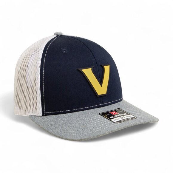 Vanderbilt Commodores Gold 3D Snapback Trucker Hat- Navy/ White/ Heather Grey - Picture 1 of 3